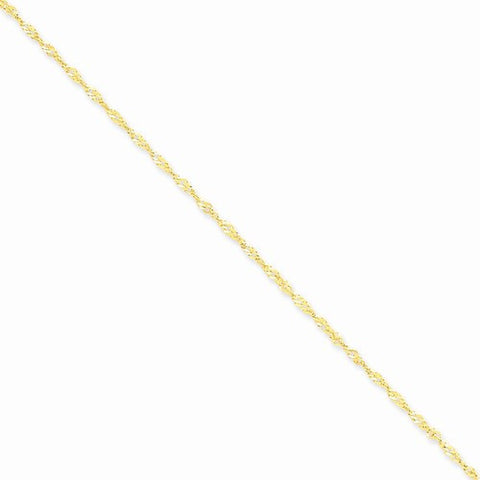 14K Yellow Gold Singapore Chain Anklet