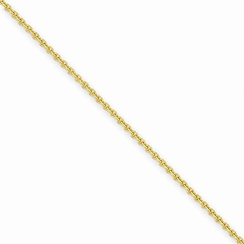 14K Yellow Gold Solid Polished Cable Chain Anklet