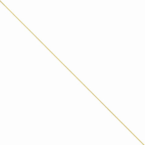 14K Yellow Gold Round Diamond-Cut Wheat Chain Anklet