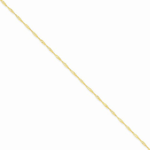 14K Yellow Gold Singapore Chain Anklet