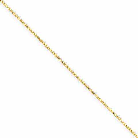 14K Yellow Gold Diamond-Cut Spiga Chain Anklet