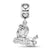 Phi Mu Lion On Heart Charm Bead in Sterling Silver