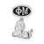 Phi Mu Oval With Lion Charm Dangle Bead in Sterling Silver