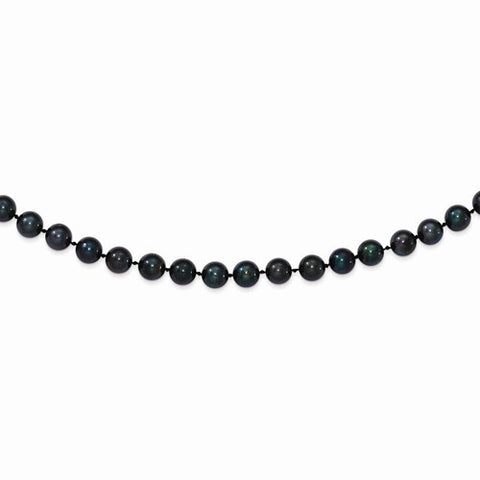 14K Yellow Gold 6-6.5Mm Black Akoya Saltwater Cultured Pearl Bracelet