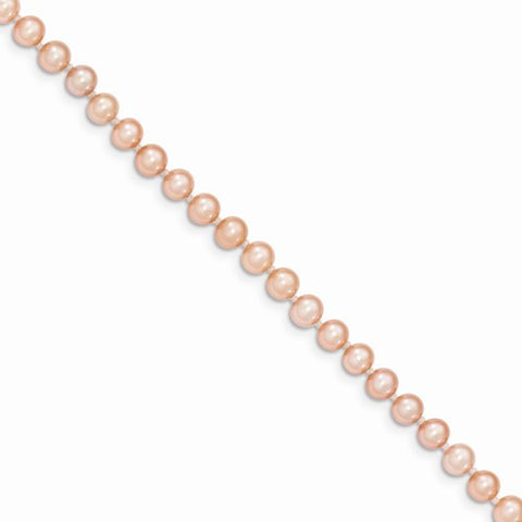 14K Yellow Gold 4-4.5Mm Pink Freshwater Onion Cultured Pearl Bracelet
