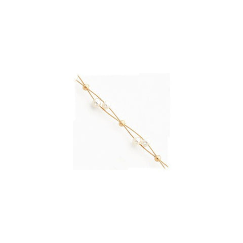 14K Yellow Gold Fancy-Cultured Freshwater White Pearl Double Wire Necklace