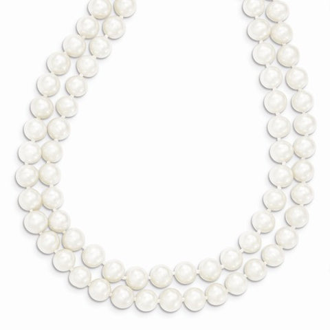 14K Yellow Gold Polished-White Cultured Pearl-Strand Necklace