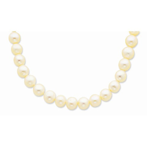 14K Yellow Gold Polished-White Freshwater Cultured Pearl Necklace