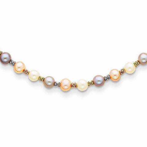 14K Yellow Gold Cultured Pearl Necklace