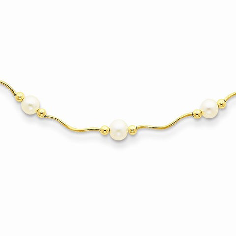 14K Yellow Gold Cultured Pearl Necklace