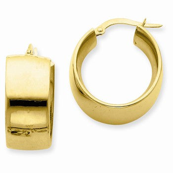 14k Yellow Gold 9.5mm Polished Round Hoop Earrings