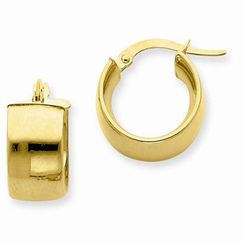 14k Yellow Gold 7.25mm Polished Round Hoop Earrings