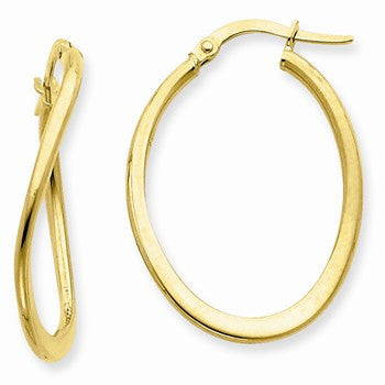 14k Yellow Gold 2mm Polished Tapered Twist Hoop Earrings