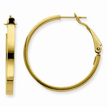 14k Yellow Gold 3x25mm Polished Round Hoop Earrings