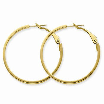 14k Yellow Gold 3x30mm Polished Round Hoop Earrings