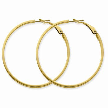 14k Yellow Gold 3x40mm Polished Round Hoop Earrings