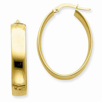 14k Yellow Gold 5.75mm Polished Oval Hoop Earrings