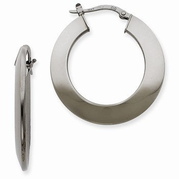 14k White Gold Black Rhodium 1.5mm Hoop Earrings