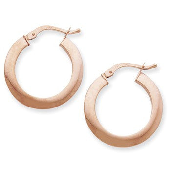 14k Rose Gold 1.5x15mm Flat Round Hoop Earrings