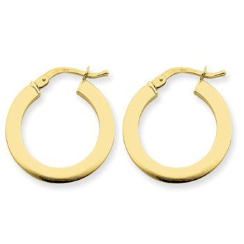 14k Yellow Gold 1.5x15mm Polished Flat Round Hoop Earrings