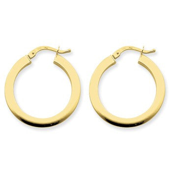 14k Yellow Gold 1.5x20mm Polished Flat Round Hoop Earrings