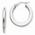 14k White Gold 3x15mm Tapered Round Hoop Earrings