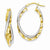 14k Two-tone Textured & Polished Twist Hoop Earrings