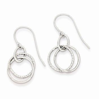 14k White Gold Small Twisted Circle Shepherd Hook Earrings