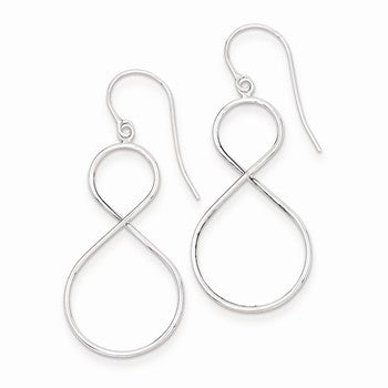 14k White Gold Twist Dangle Shepherd Hook Earrings