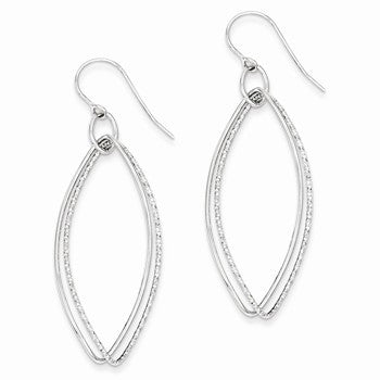 14k White Gold Twist Dangle Shepherd Hook Earrings