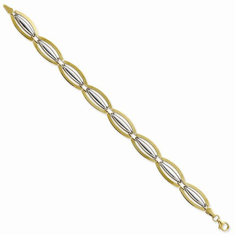 14K White and Yellow Gold Polished Oval Link Bracelet