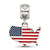 Flag In Us Map Enameled On Heart Charm Bead Bail in Sterling Silver