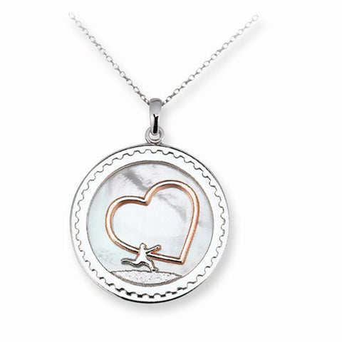 Sterling Silver Gold-Plated Postage Stamp All Heart Necklace