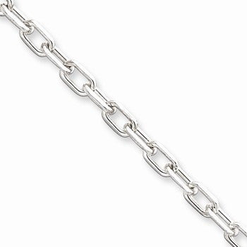 Sterling Silver Fancy Diamond-Cut Open Link Cable Chain