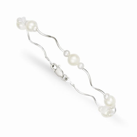 Sterling Silver Spiral and Pearl Bracelet