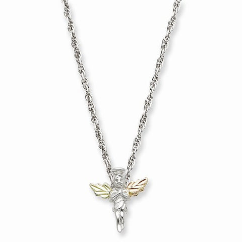 Sterling Silver & 12K Gold Sm Angel Necklace