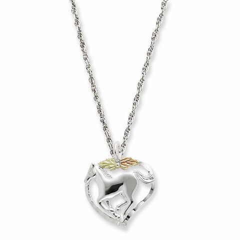 Sterling Silver & 12K Gold Horse Heart Necklace