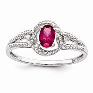 Sterling Silver Ruby & Diamond Ring