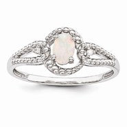 Sterling Silver Opal & Diamond Ring