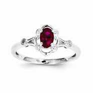 Sterling Silver Ruby & Diamond Ring