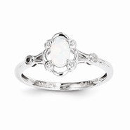 Sterling Silver Opal & Diamond Ring