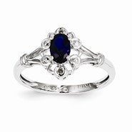 Sterling Silver Sapphire & Diamond Ring