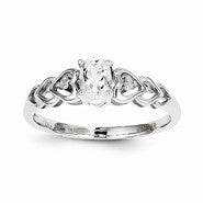 Sterling Silver White Topaz & Diamond Ring