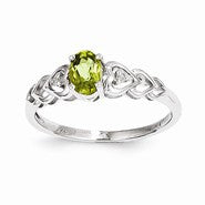 Sterling Silver Peridot & Diamond Ring