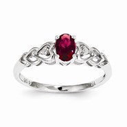 Sterling Silver Ruby & Diamond Ring