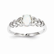 Sterling Silver Opal & Diamond Ring