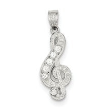 Sterling Silver CZ Treble Clef Charm hide-image