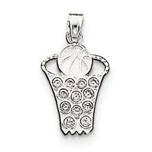 Sterling Silver CZ Basketball Net & Ball Charm hide-image