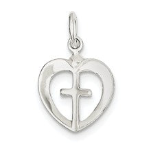 Sterling Silver Cross Heart Charm hide-image