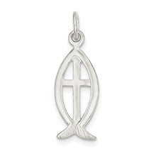 Sterling Silver Ichthus Fish Cross Charm hide-image